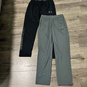 Under Armour Boys’ Black & Gray Logo Print Joggers Lot of 2 Youth Sz Lg (14-16)
